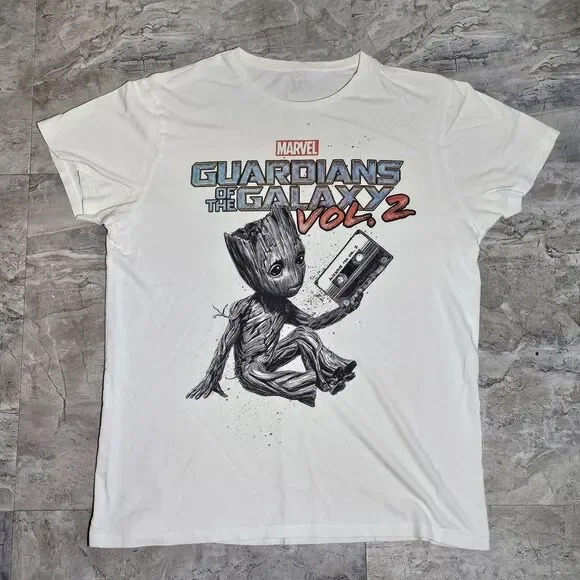 Mens Marvel T-Shirt Baby Groot Guardians of Galaxy vol. 2 Short Sleeve White - Picture 6 of 9